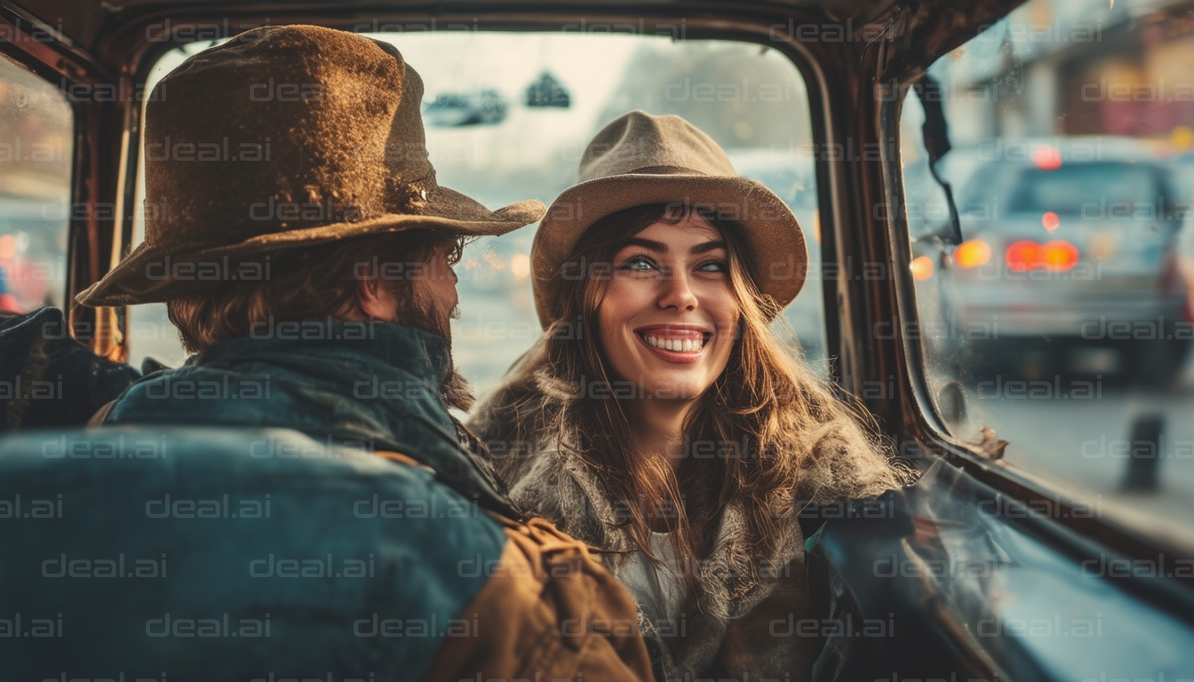 Joyful Road Trip in a Vintage Car