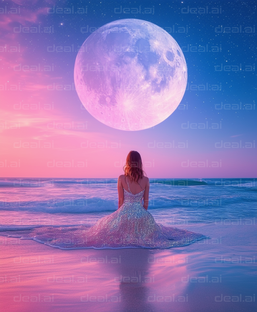 "Dreamy Moonlit Beach"