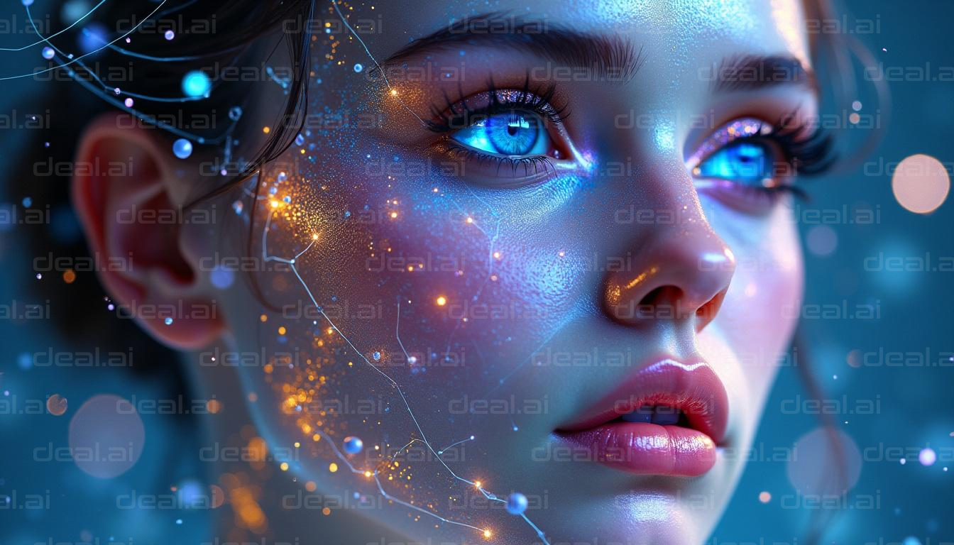 "Futuristic Glowing Face Portrait"