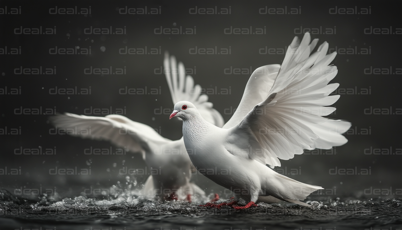 "Graceful White Doves in Flight"