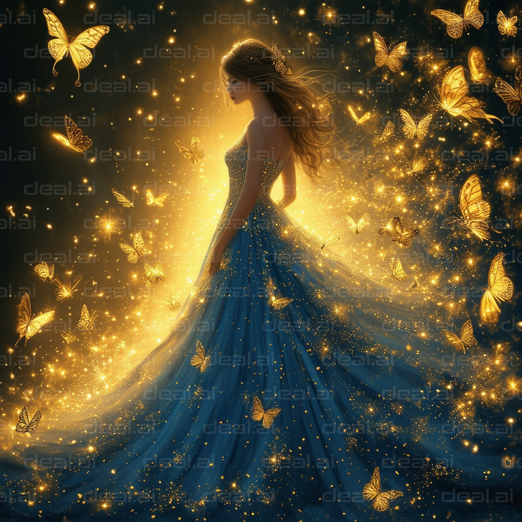 Enchanted Evening with Golden Butterflies