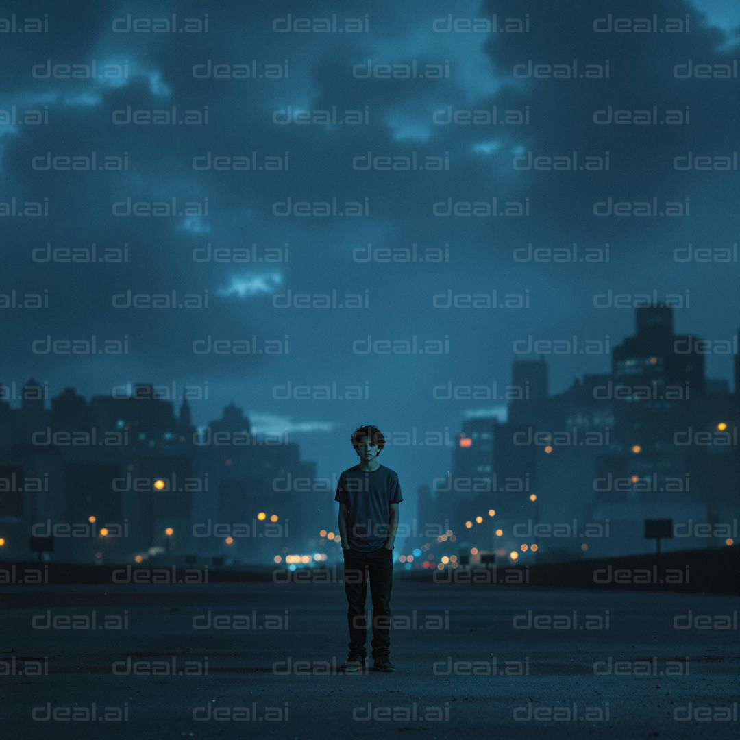 Alone in a Midnight Cityscape