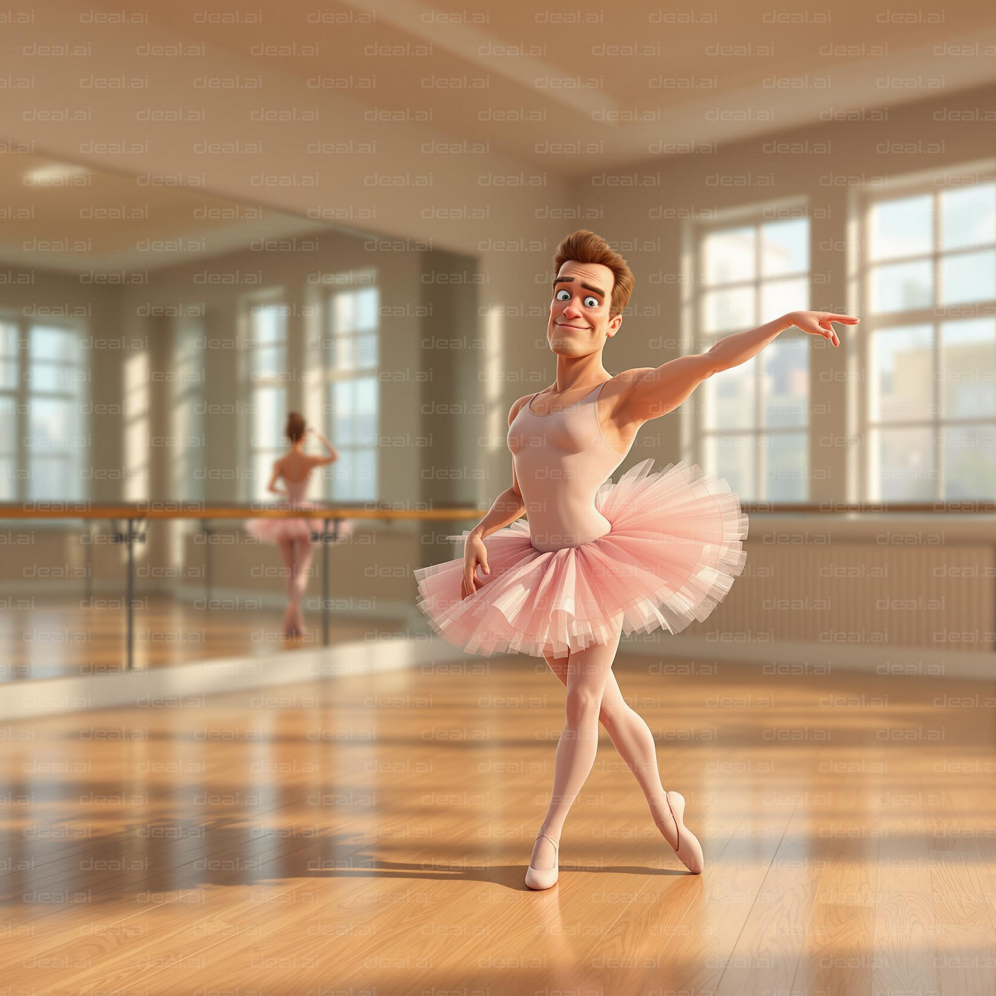 Playful Ballet Pose in Studio