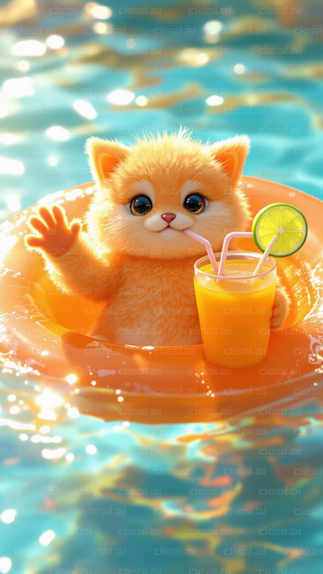 Kitten Chillin' in the Pool Float