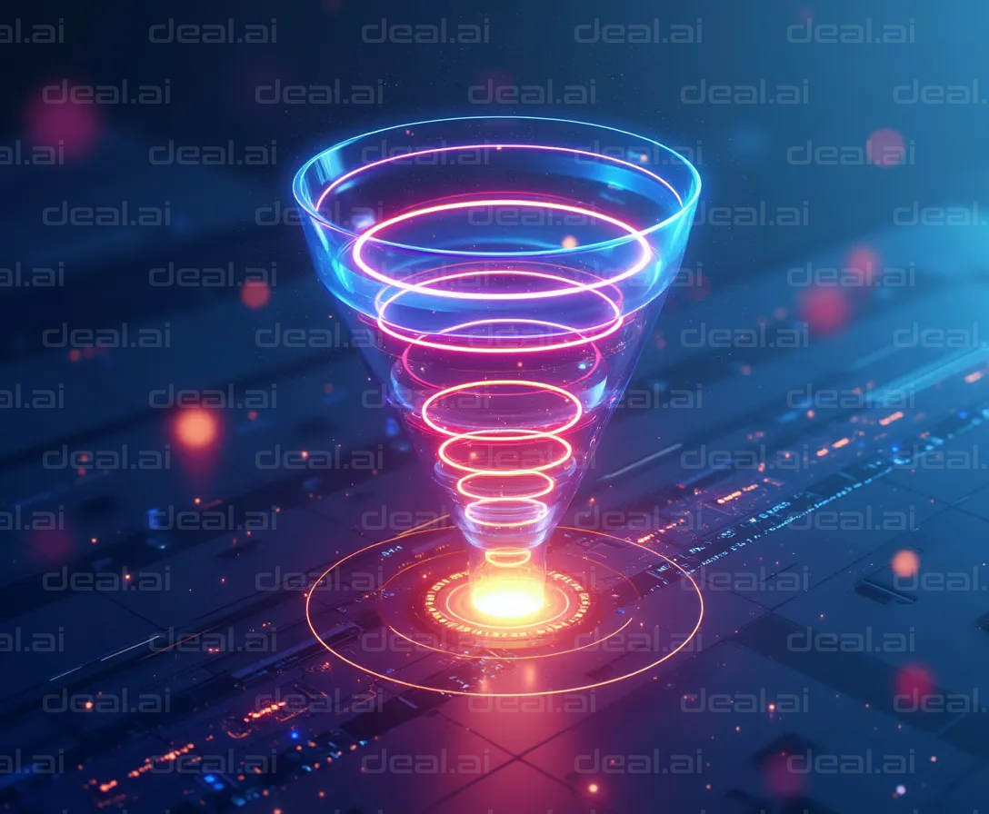 "Futuristic Neon Vortex on Circuit Board"