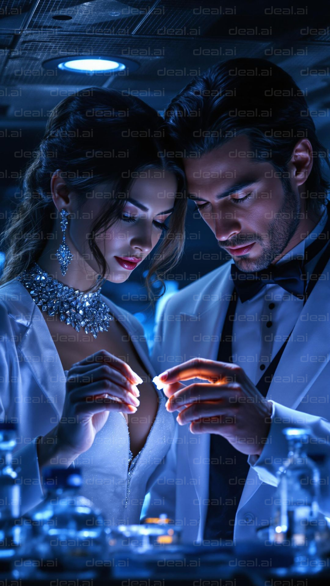 Elegant Couple in a Laboratory Setting