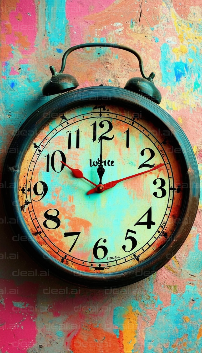 Vintage Clock with Colorful Backdrop