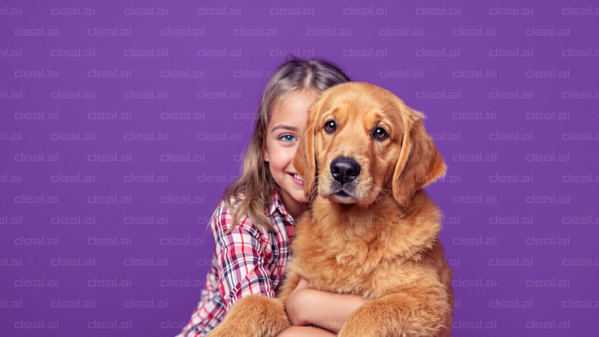 Girl and Puppy Hugging Joyfully