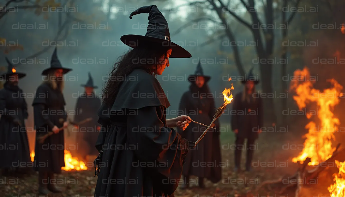 Witch Gathering Ritual in the Woods