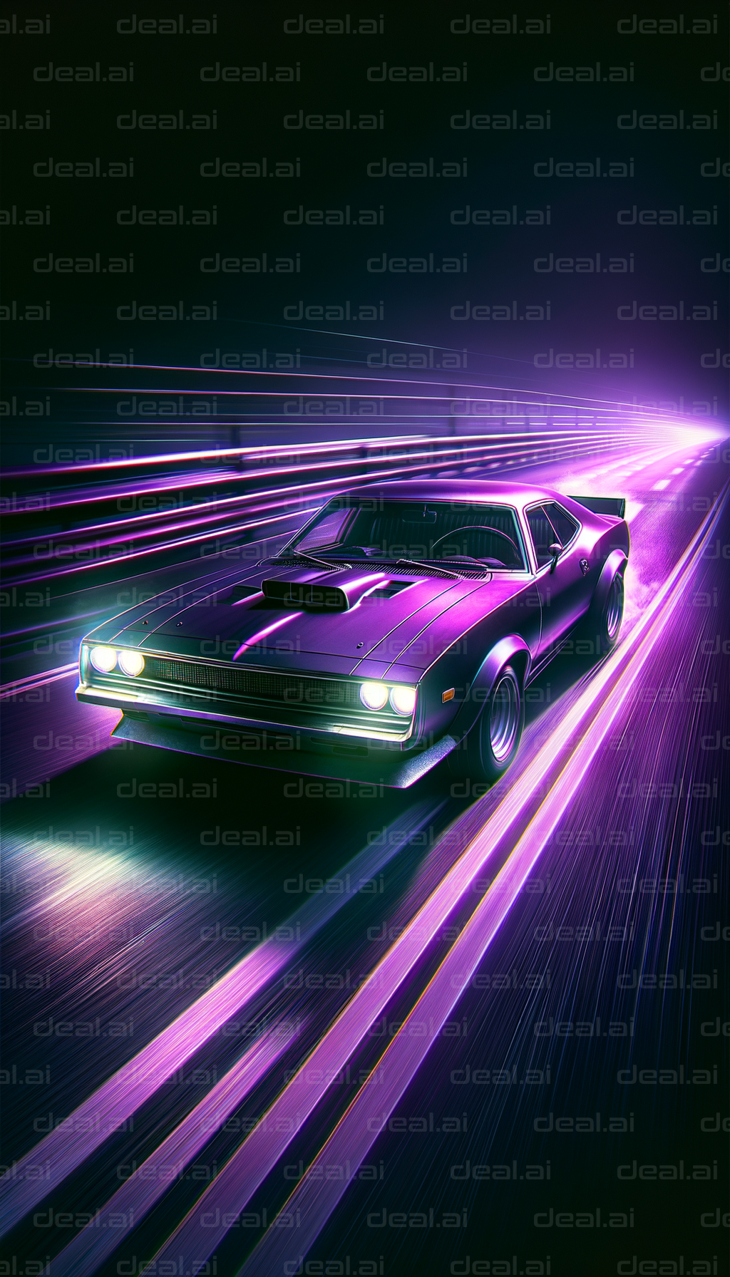 "Retro Car in Neon Lights"