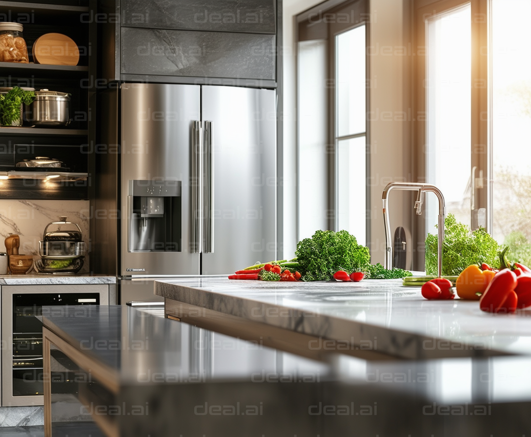 Modern Kitchen with Fresh Vegetables