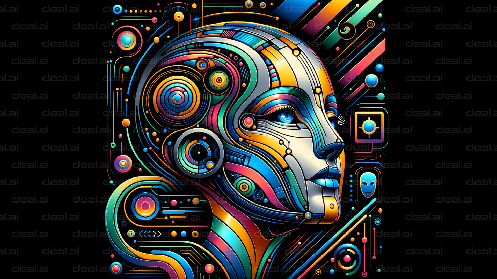 "Colorful Futuristic Tech Head"