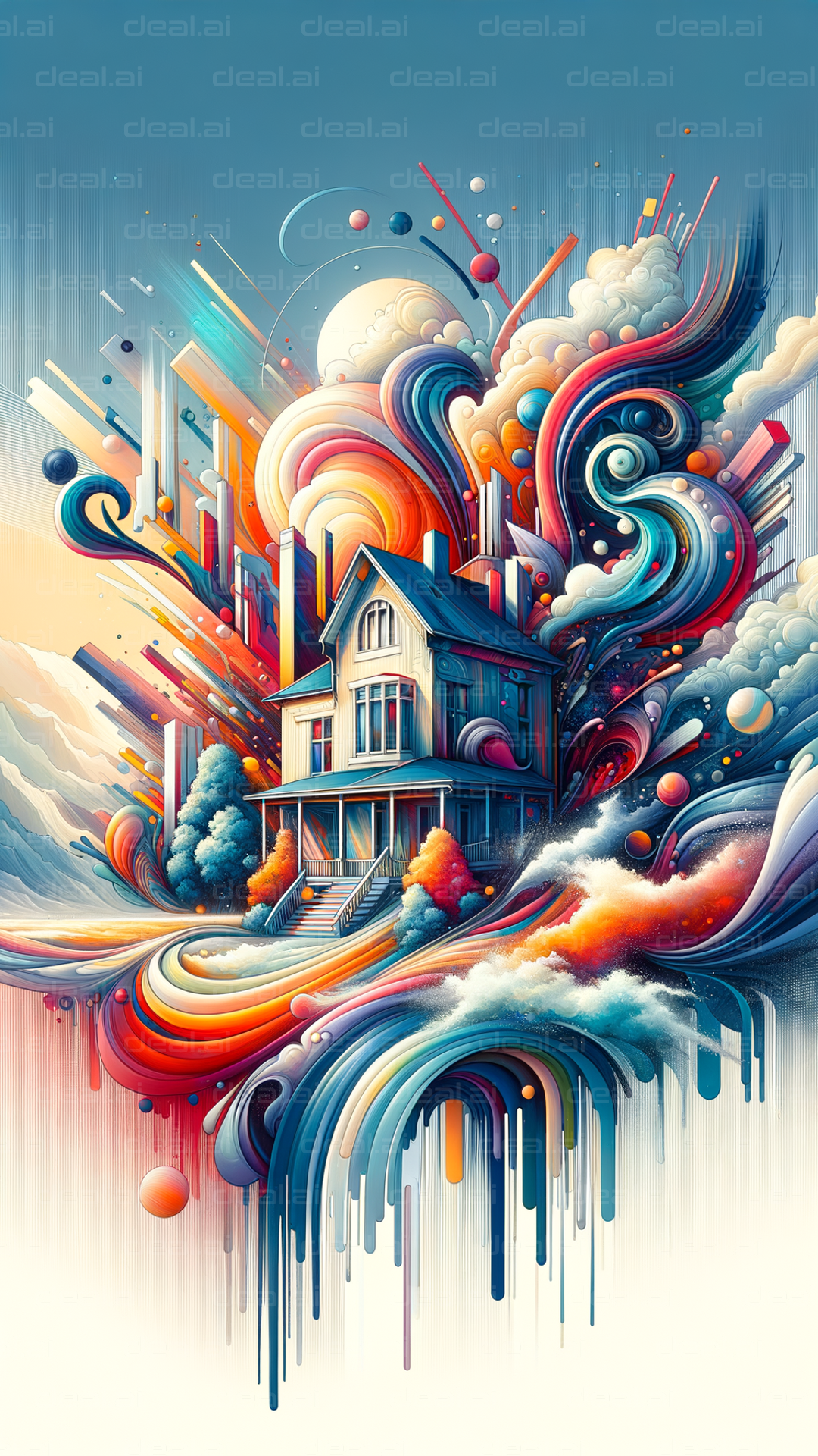 "Colorful House in a Surreal World"