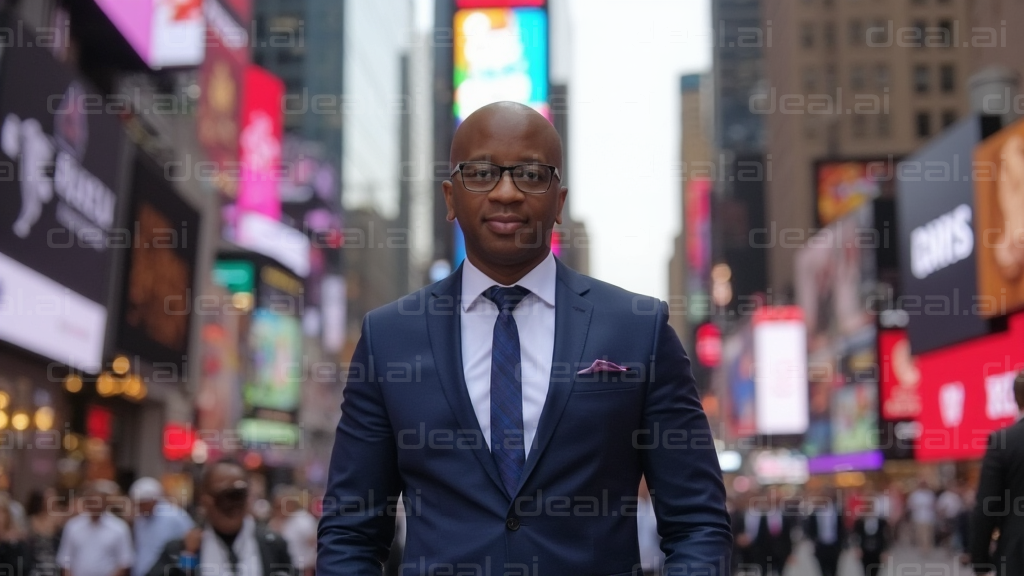 Man in Suit in Times Square