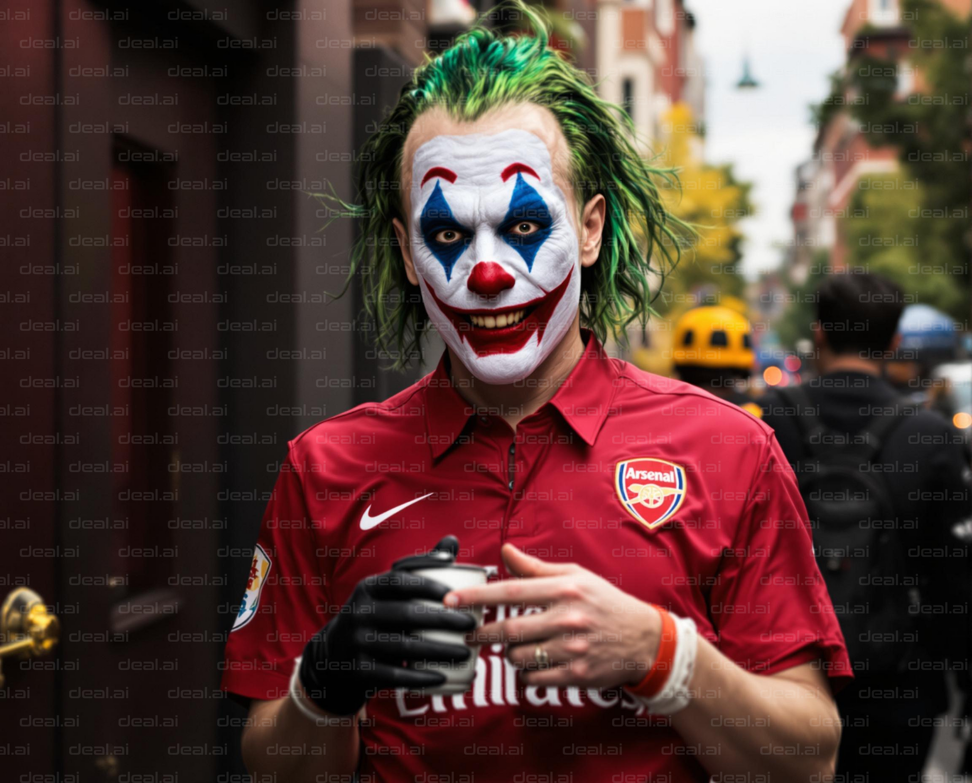 Arsenal Fan in Joker Makeup