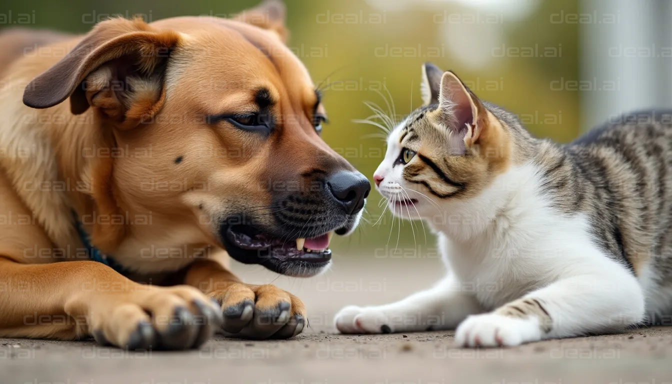 Dog and Cat Face-Off Scene