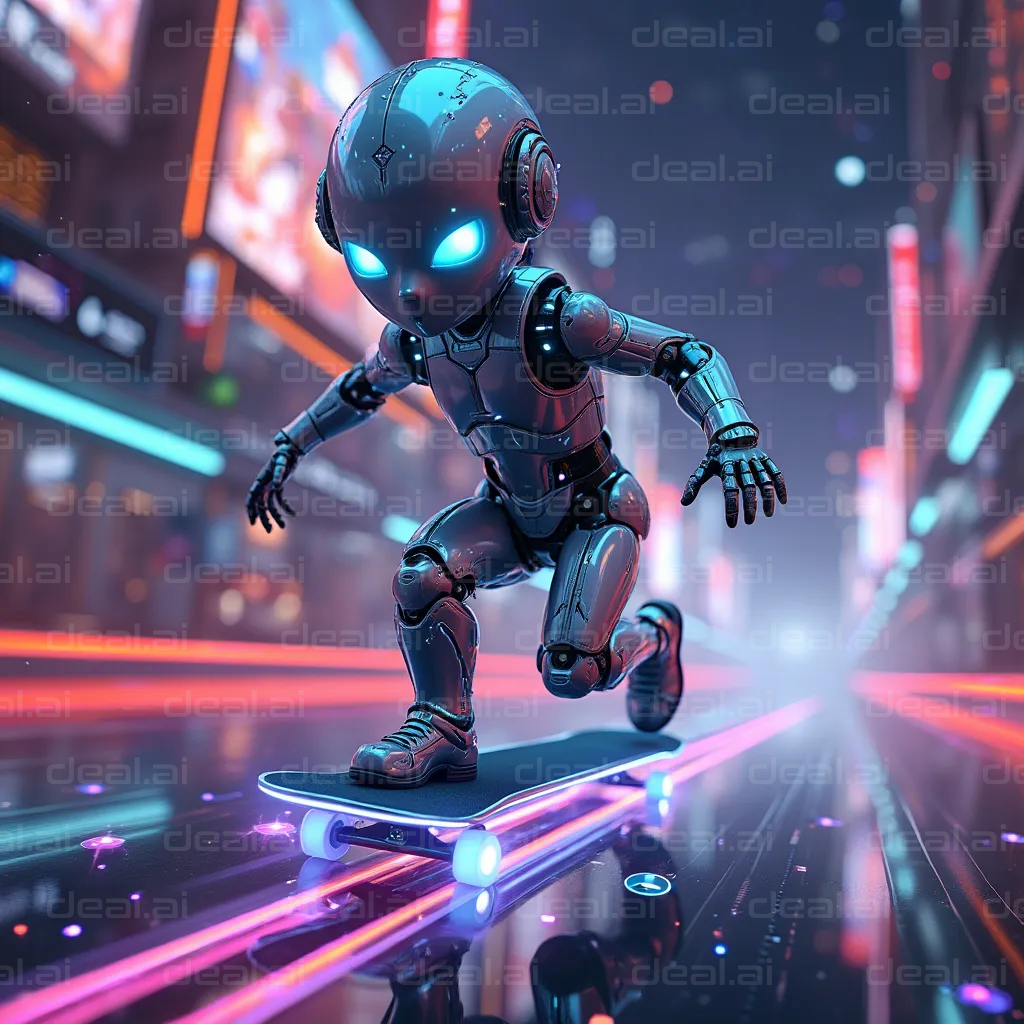 Futuristic Robot Skateboarding Adventure