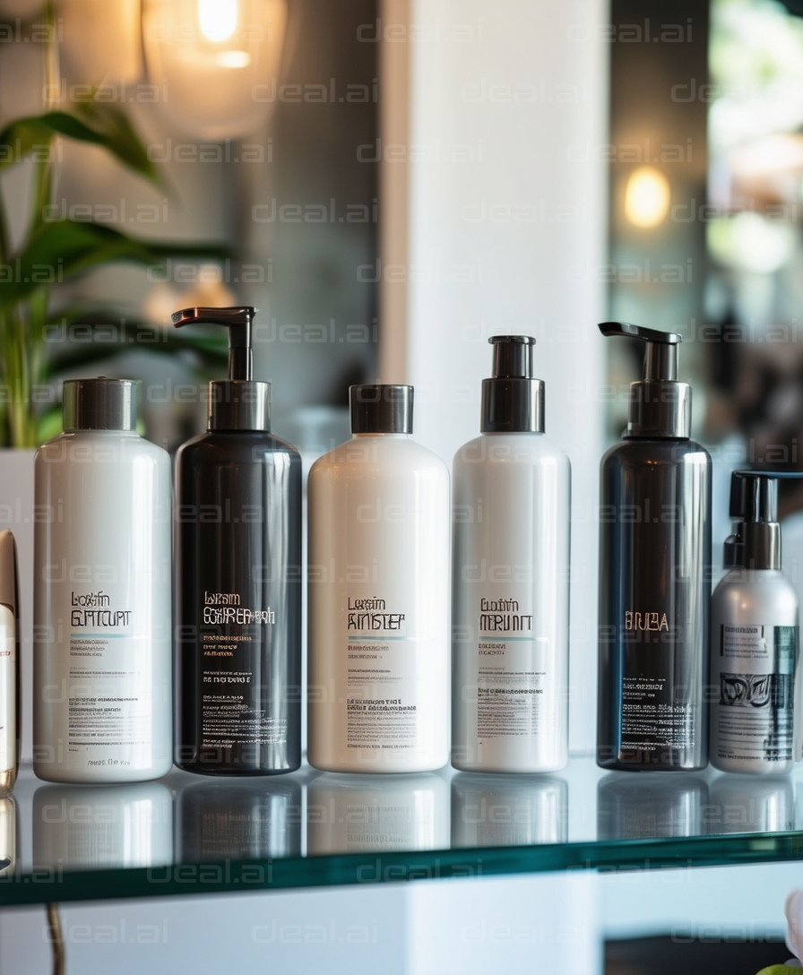 "Salon Hair Care Products on Display"