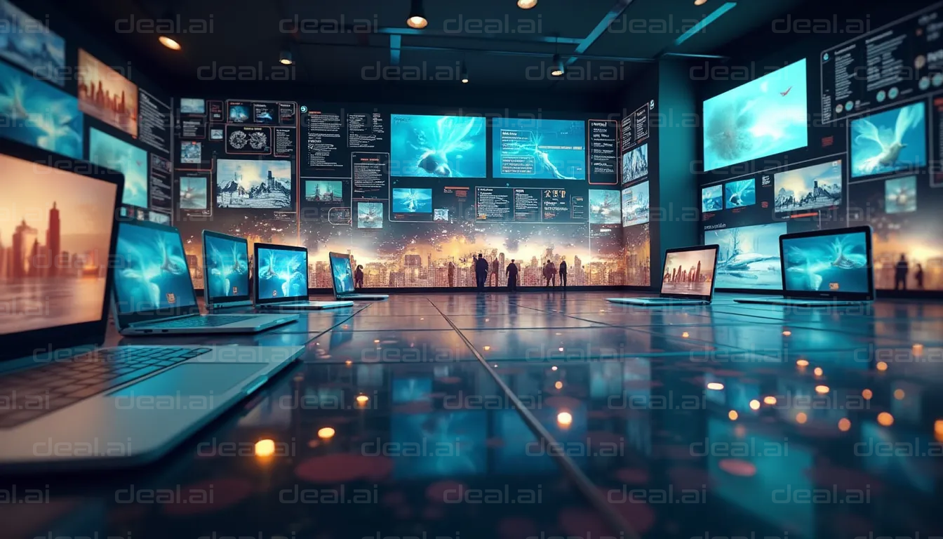 "Futuristic Command Center with Screens"