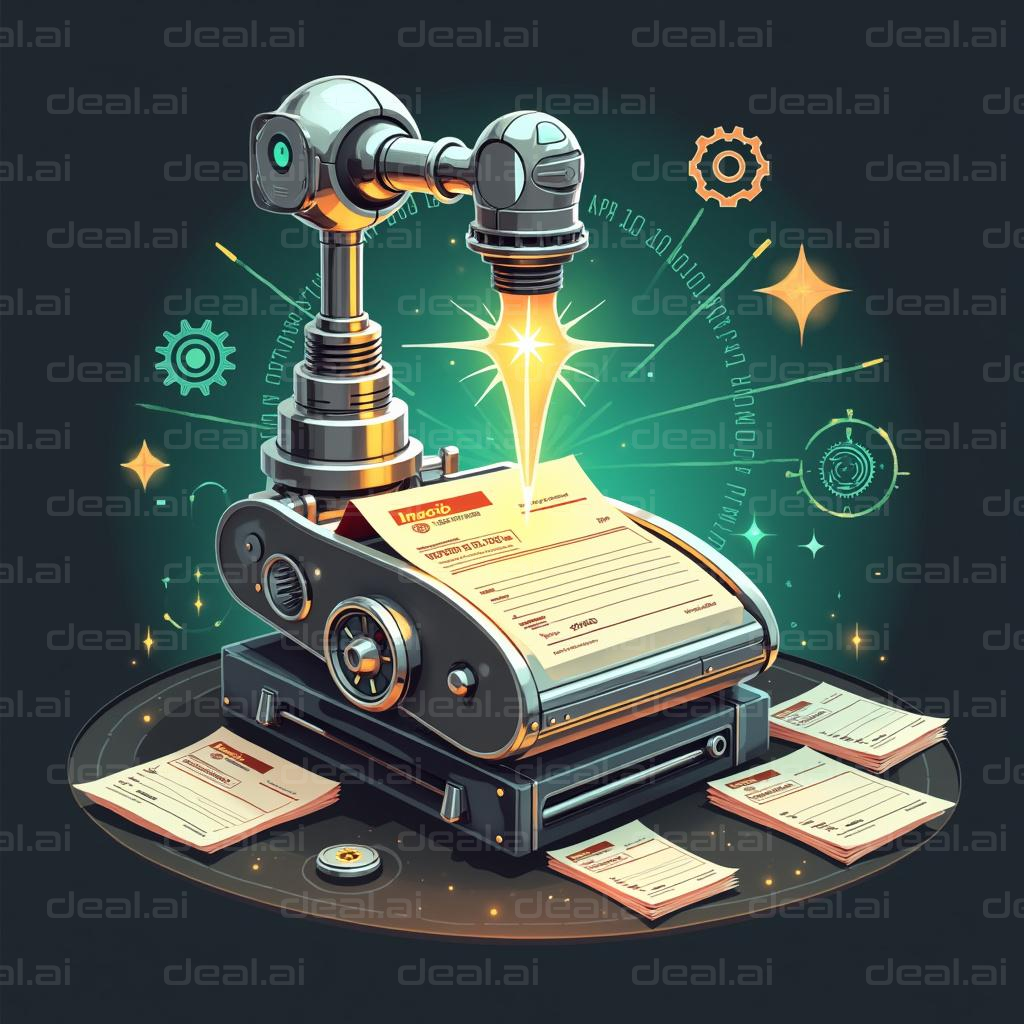 "Futuristic Document Printer Illustration"