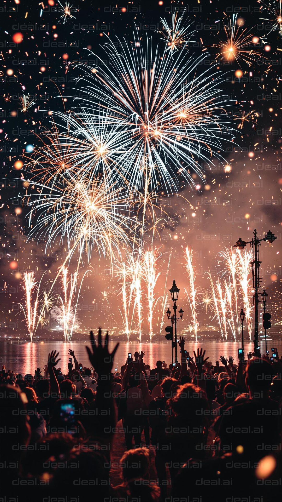 "Spectacular Fireworks Over Water"