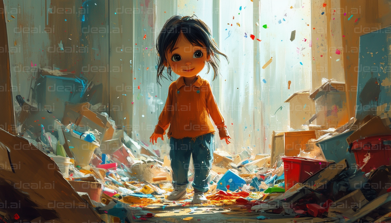 "Child's Joy in a Colorful Mess"