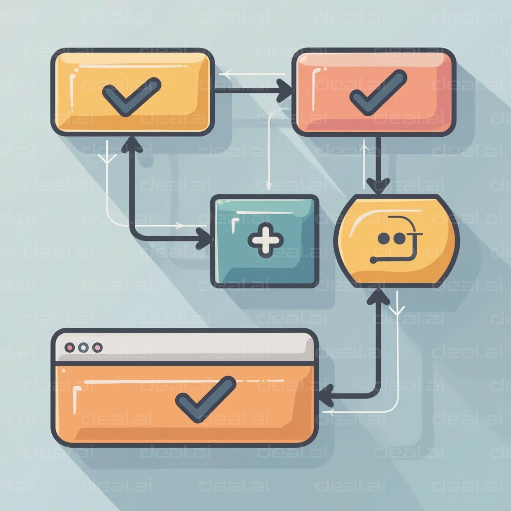 "Colorful Flowchart with Icons"