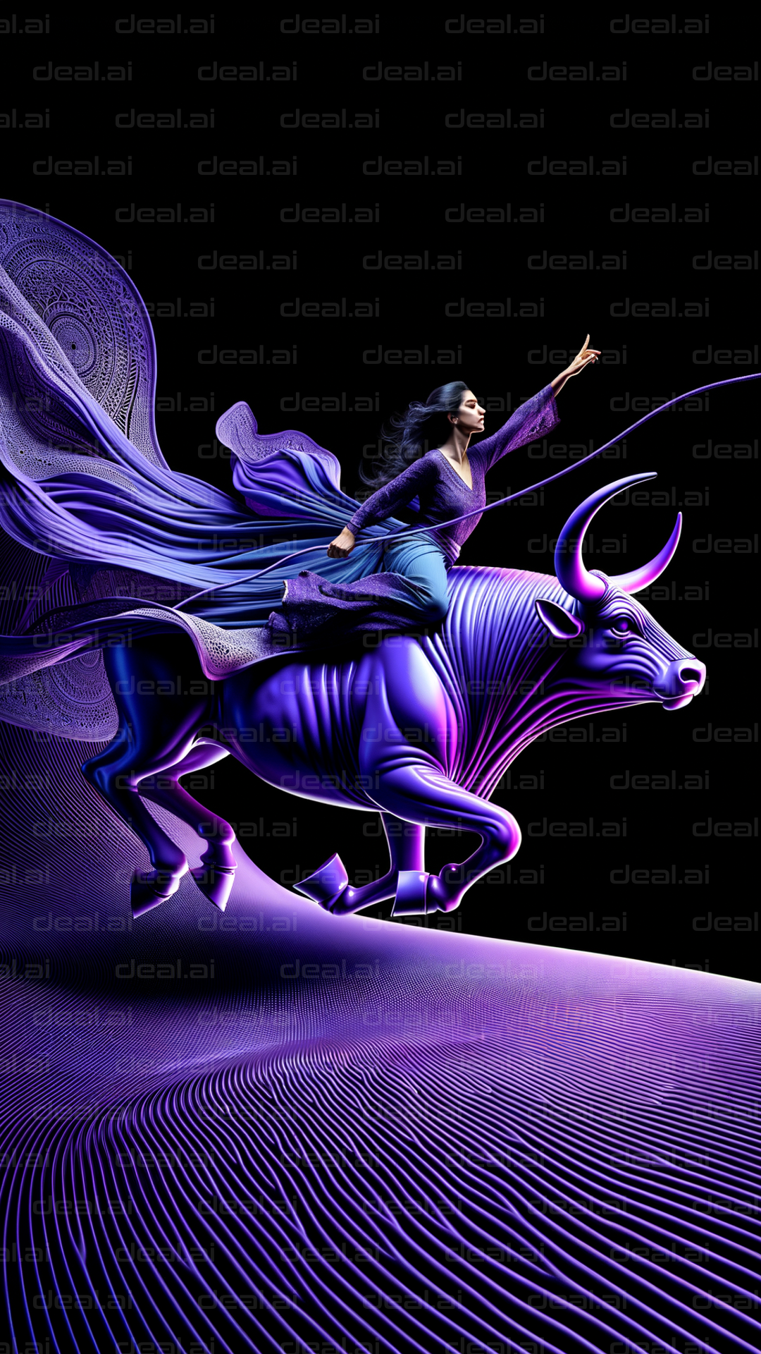 Purple Bull Rider Fantasy Art