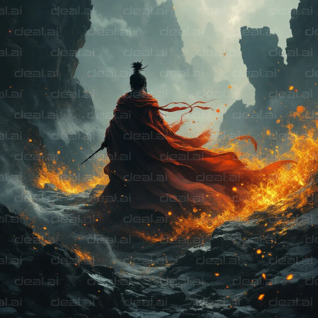 "Warrior in Flaming Terrain"