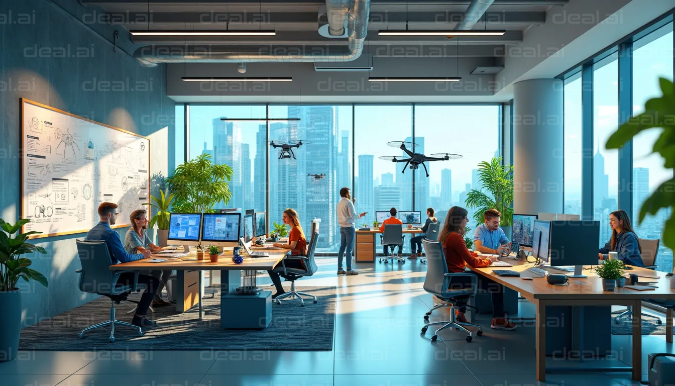 Futuristic Office with Drone Technology