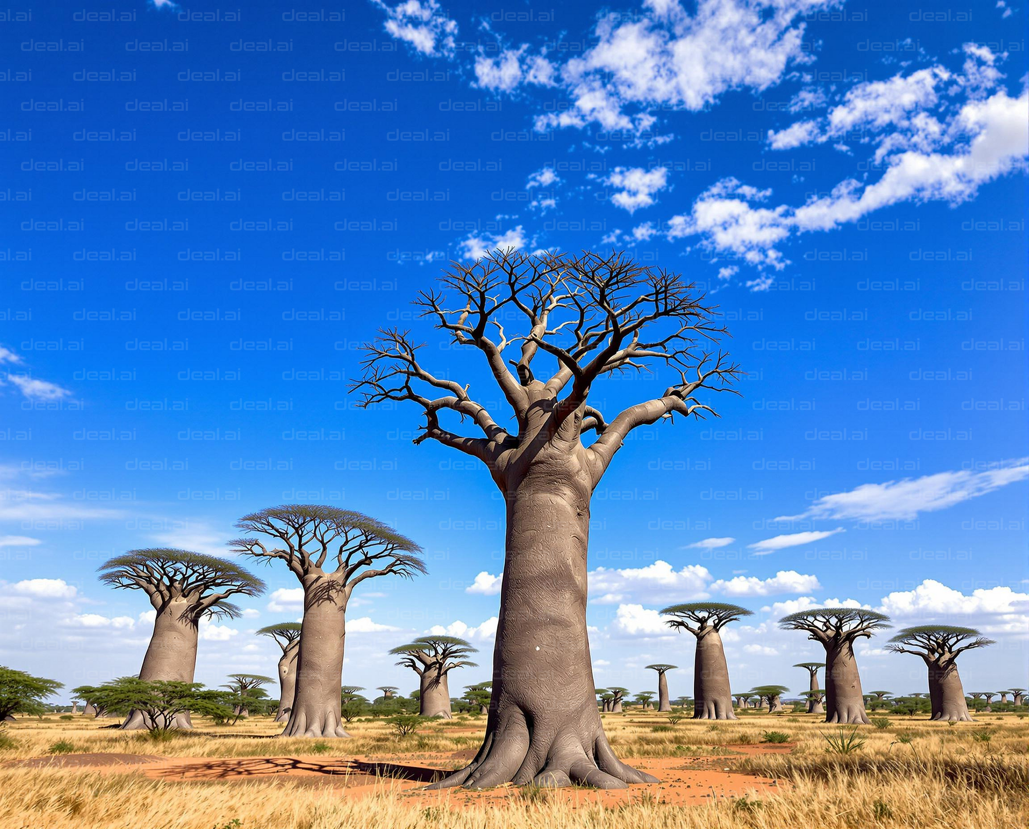 Majestic Baobabs Under Blue Skies