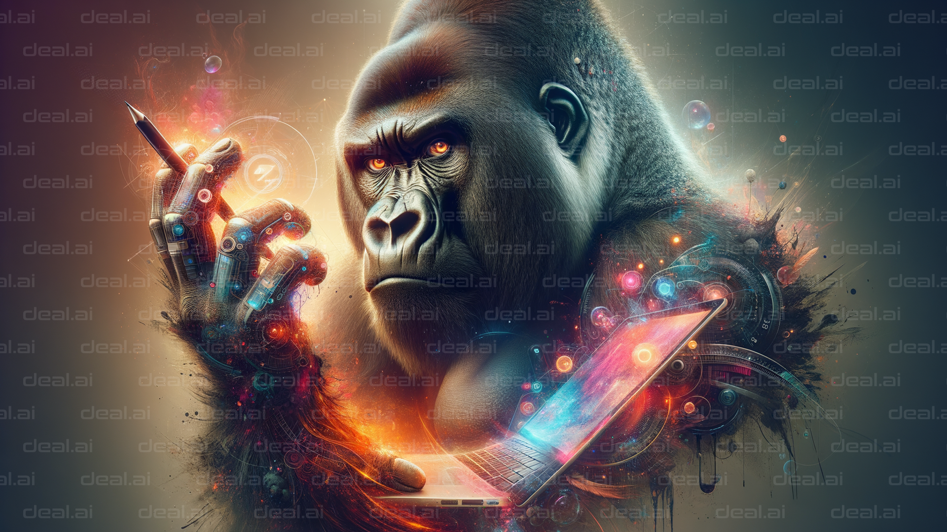 "Gorilla in a Digital Creativity Burst"