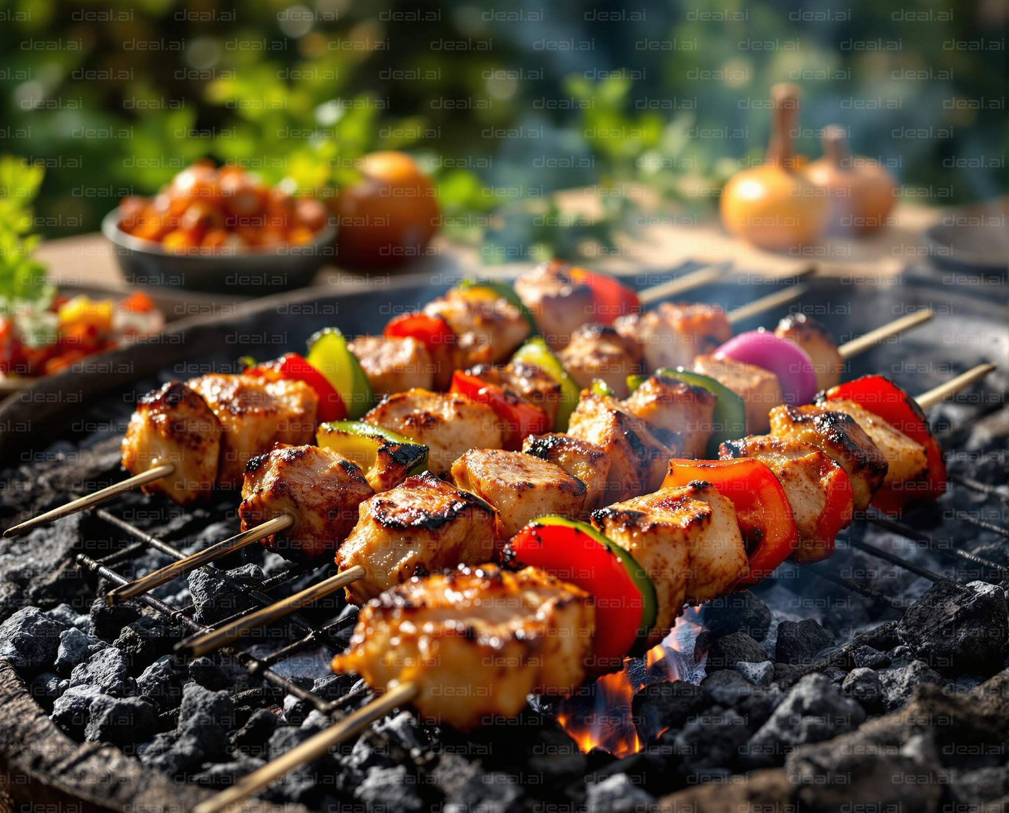 Grilled Chicken Skewers Blissful Moment