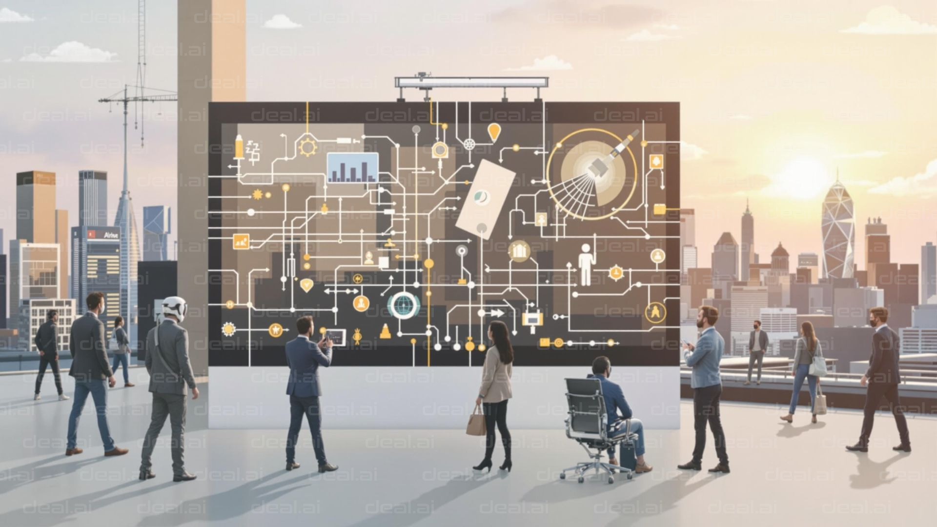 "Future Tech Presentation at Sunset"