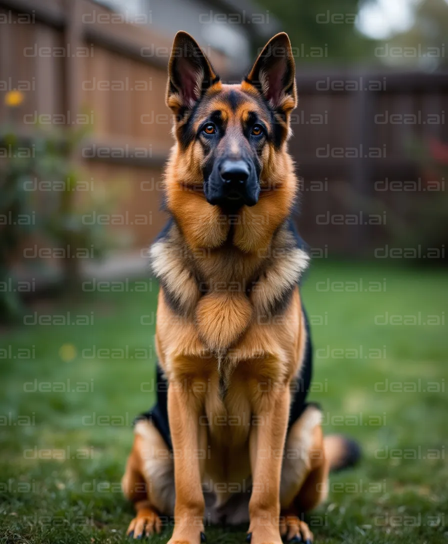 Alert German Shepherd in Yard