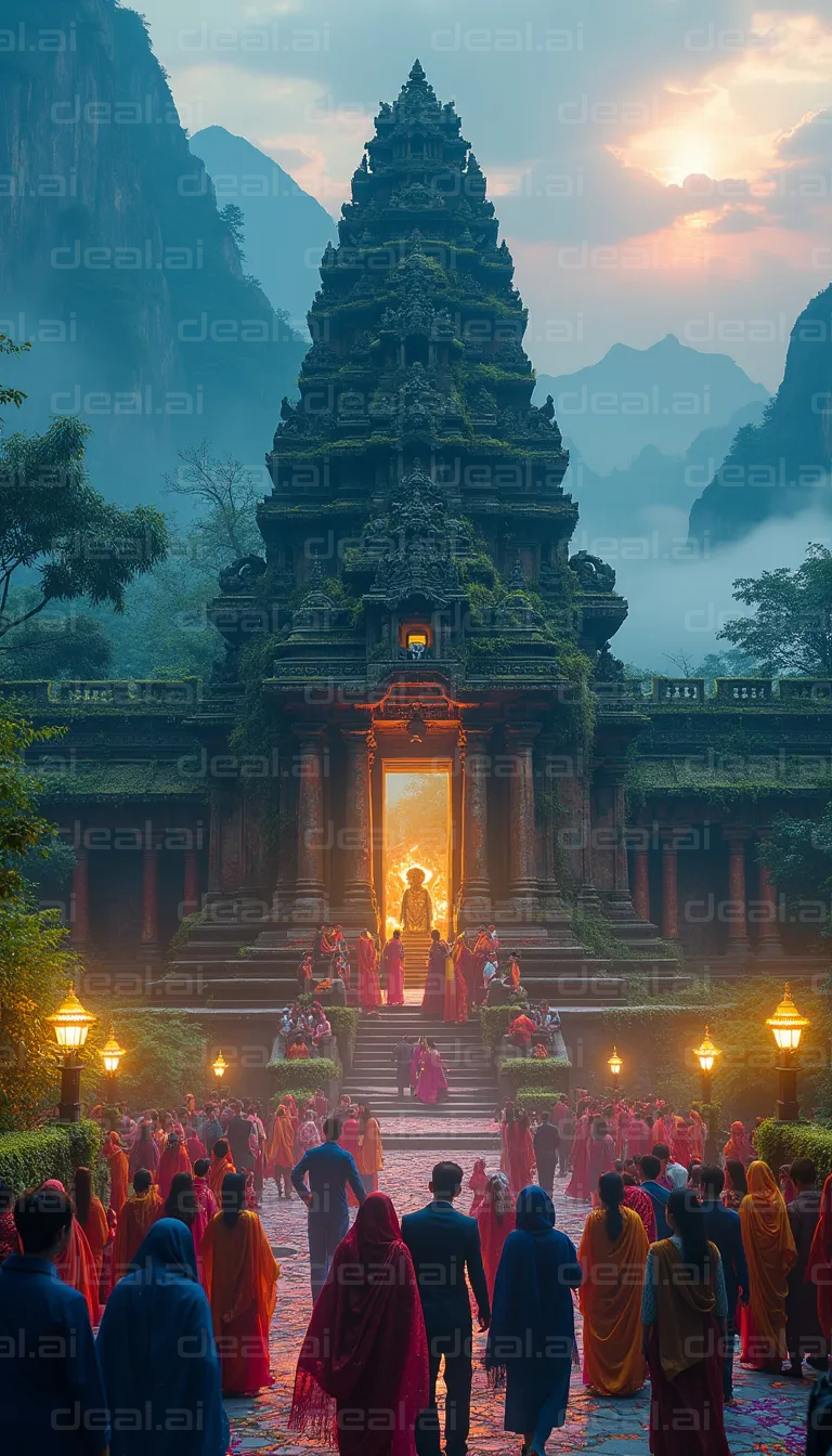 "Temple at Sunset Worship Gathering"