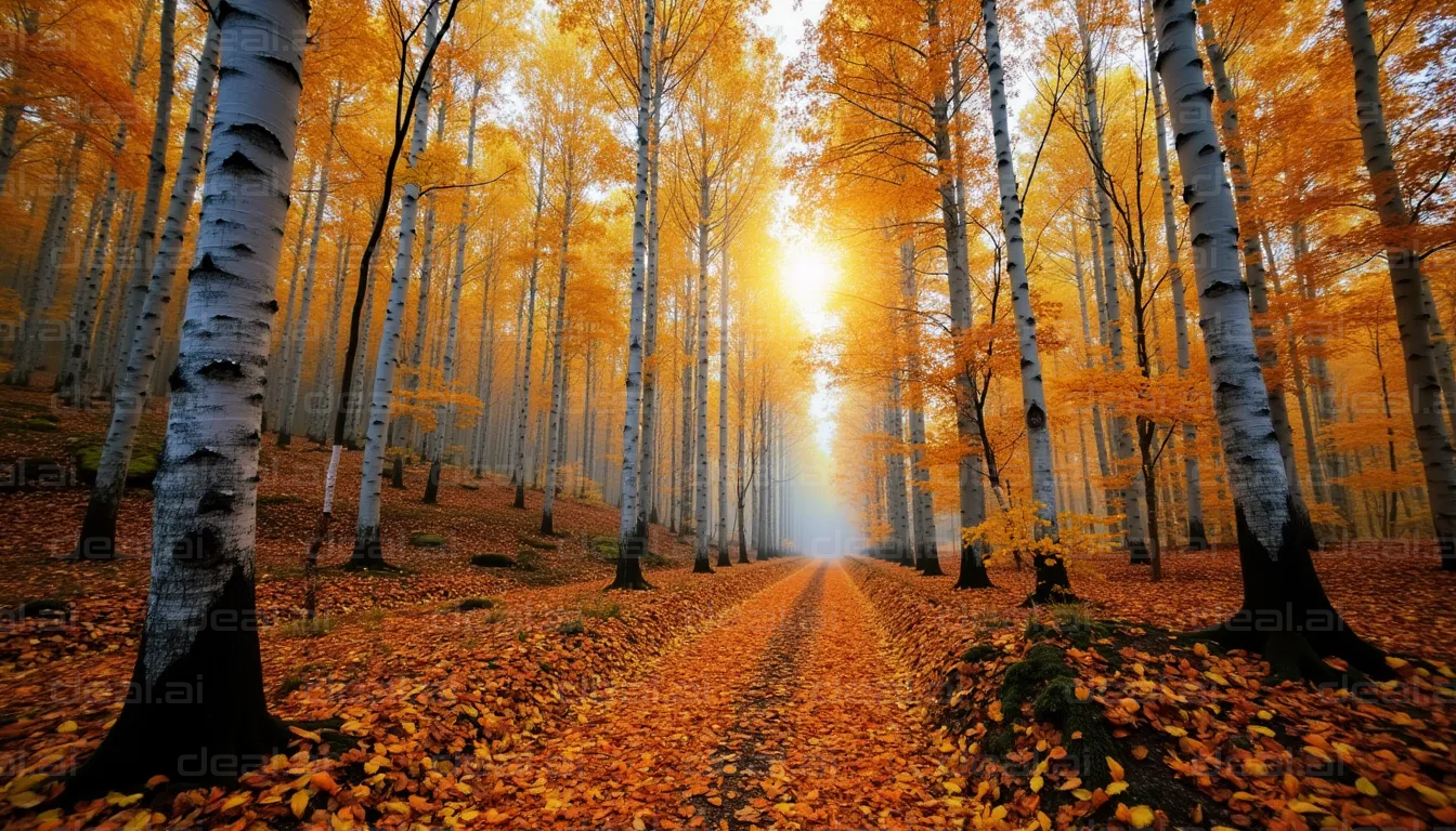 "Golden Autumn Forest Path"
