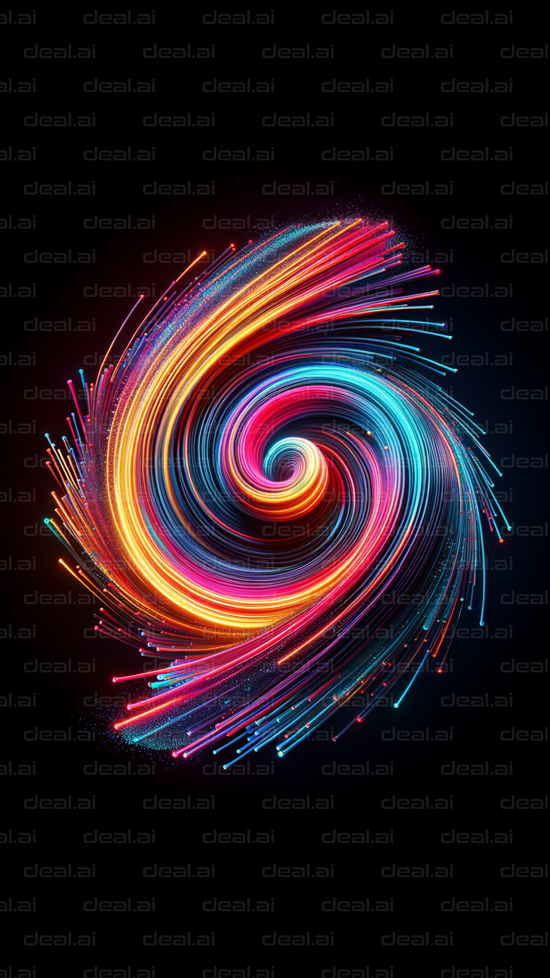 Colorful Neon Swirl on Black Background