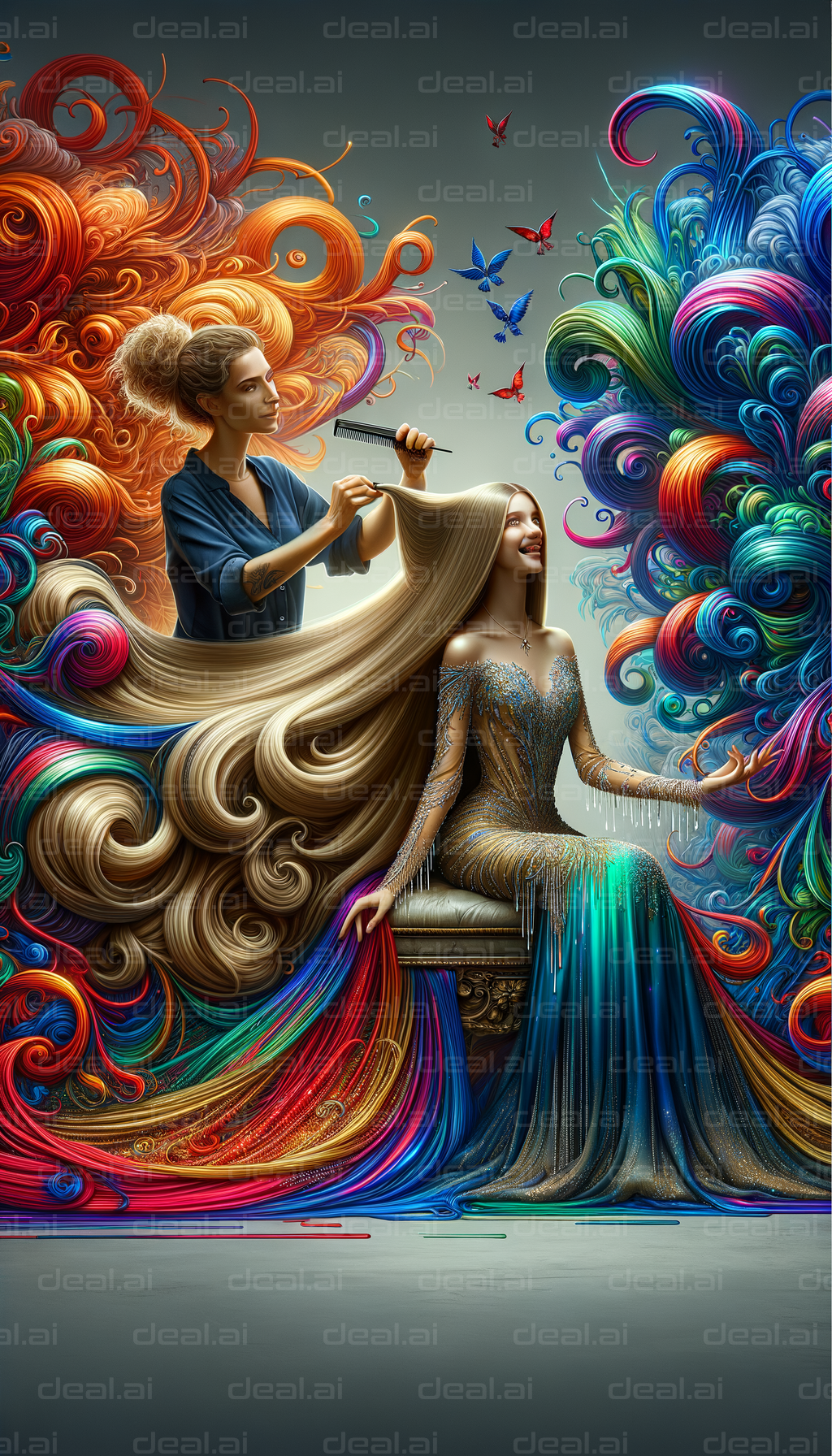 "Colorful Hair Fantasy Transformation"