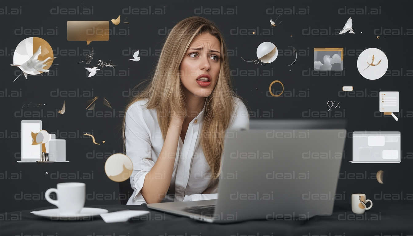 "Overwhelmed Woman Stressed with Work"