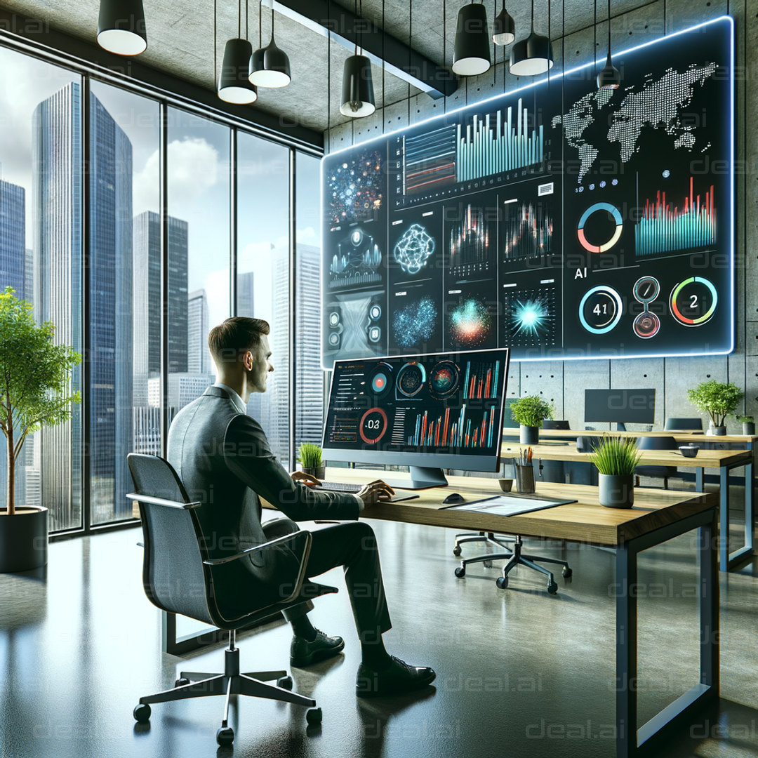 "Futuristic Data Analytics Workspace"