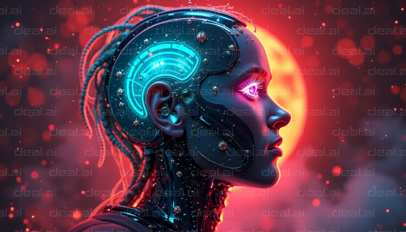 "Futuristic Cyborg in Neon Glow"