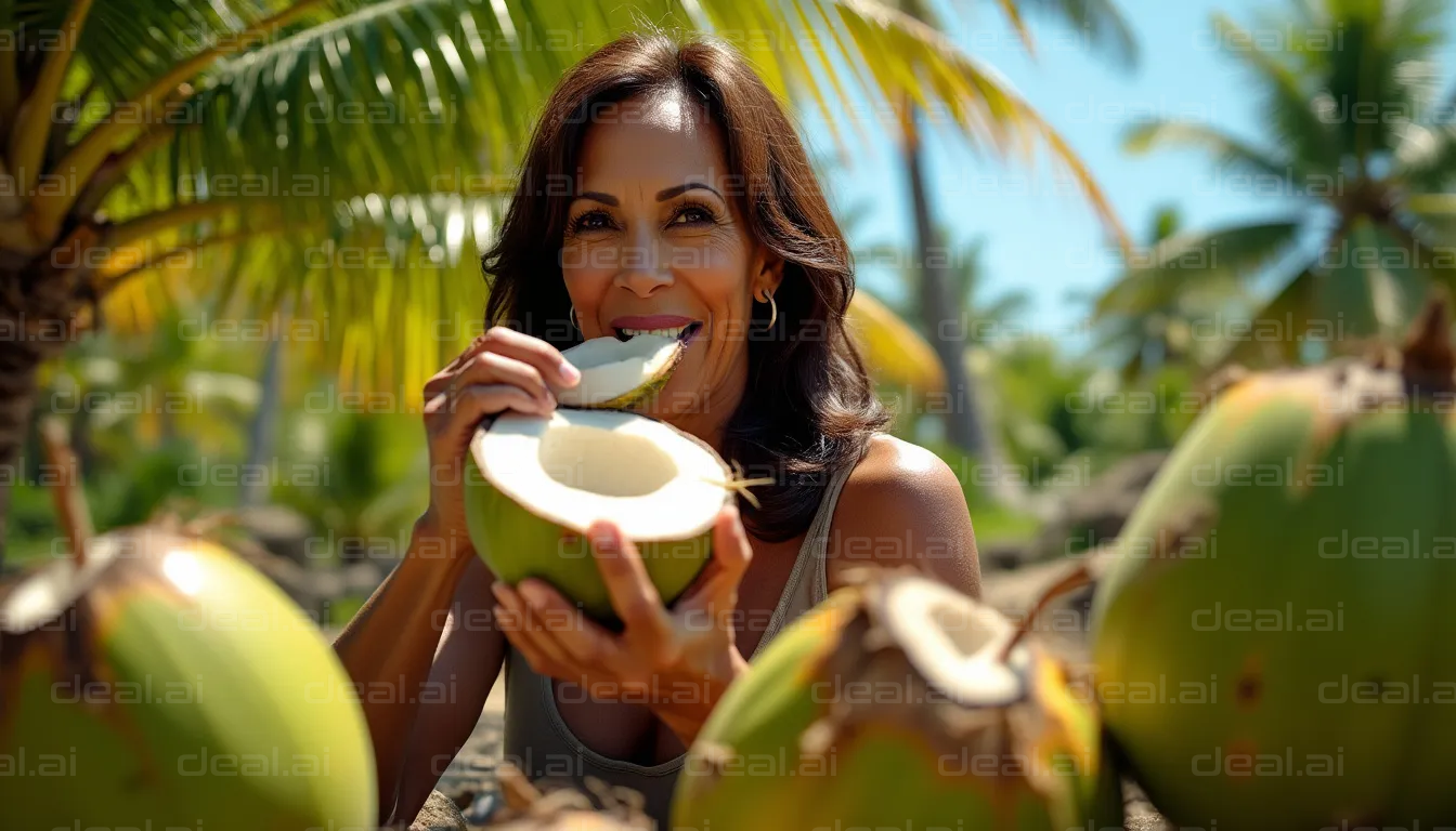 Enjoying Fresh Coconut in Paradise