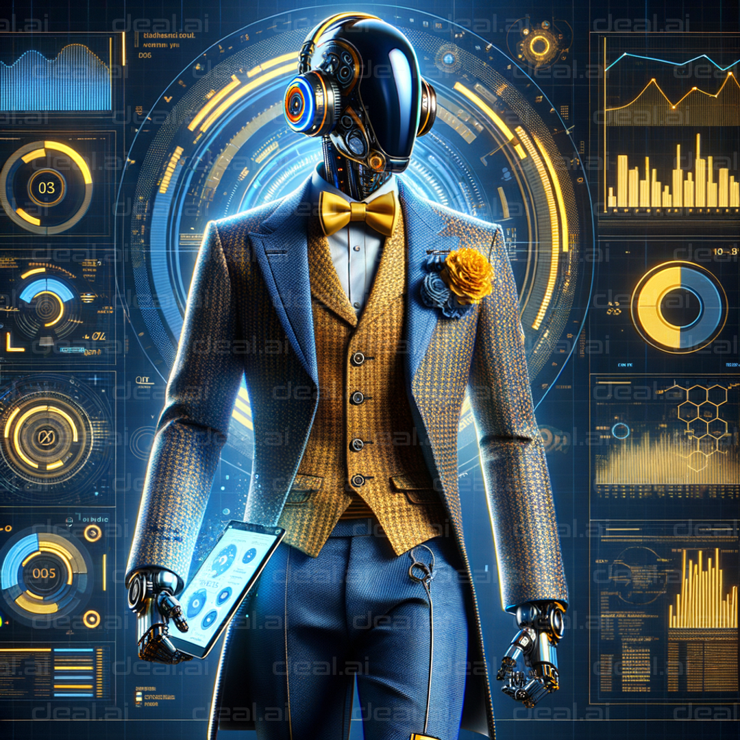 "Stylish Cyborg Analyzing Data"