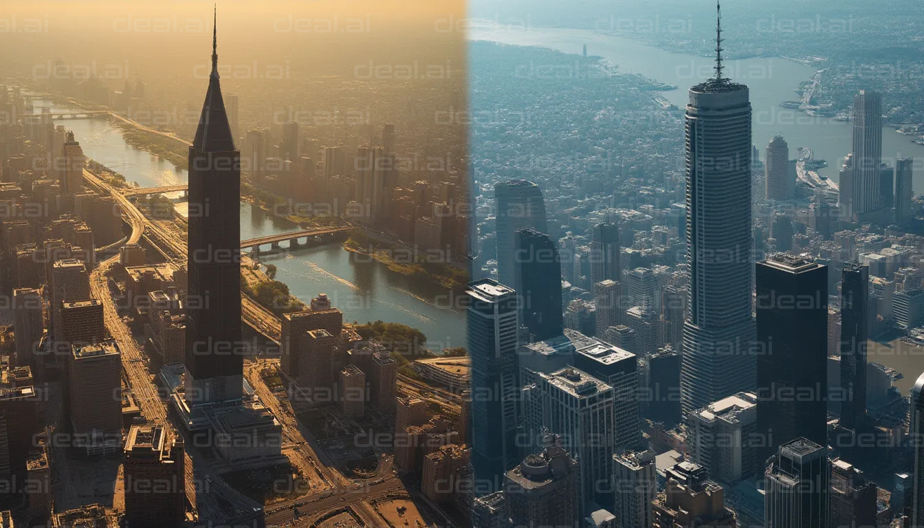 Cityscape Split: Day and Night Contrast