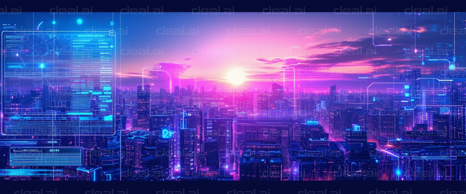 "Futuristic Cityscape at Sunset"