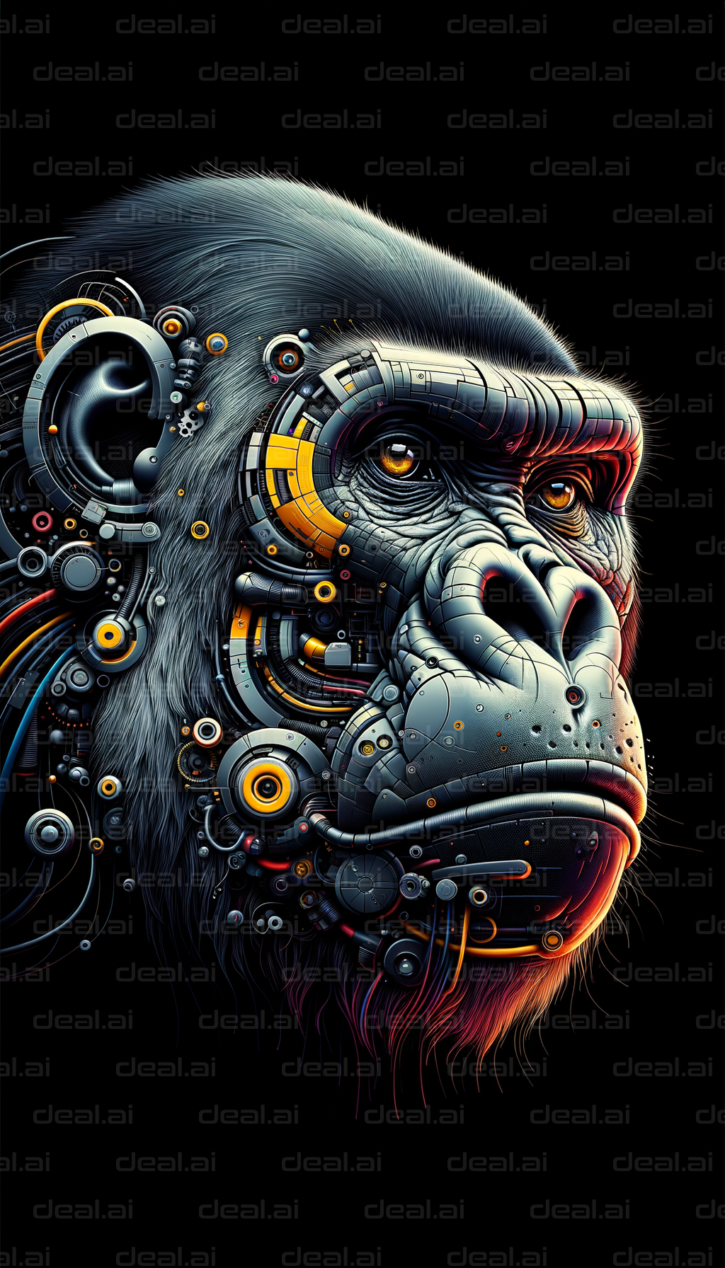 Cybernetic Gorilla Portrait Art