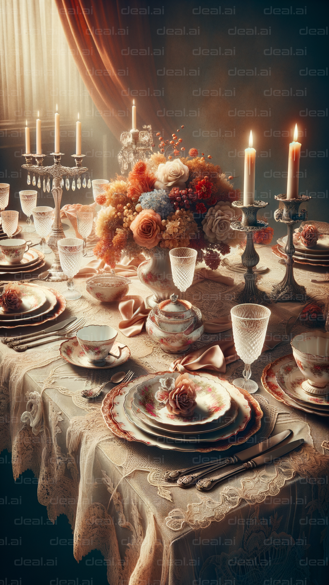 Elegant Candlelit Dinner Table Setting