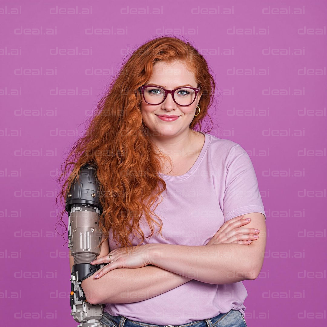 "Confident Woman with Prosthetic Arm"