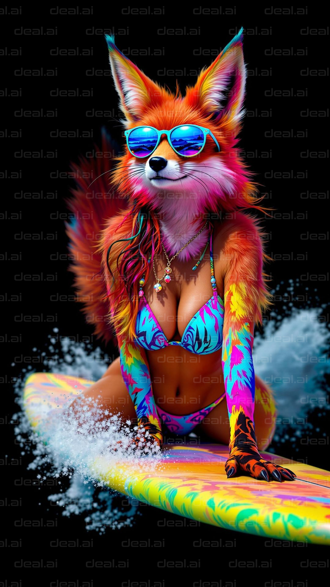 "Surfing Fox in Sunglasses"